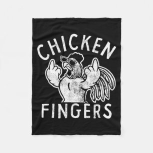 Chicken Fingers, Middle Fingers, Funny Chicken Fleece Blanket