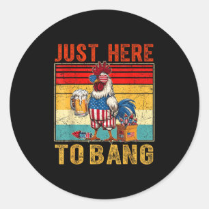 Chicken Fireworks 4th Of July Here To Bang Retro A Classic Round Sticker
