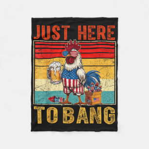 Chicken Fireworks 4th Of July Here To Bang Retro A Fleece Blanket