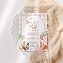 Chicken First Birthday Invitation