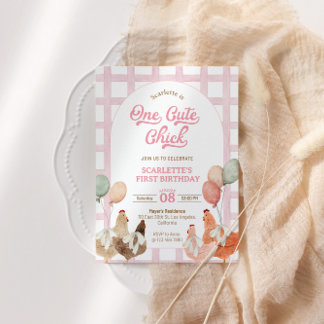 Chicken First Birthday Invitation