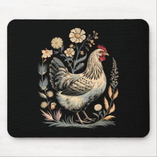 Chicken Floral Art Graphic Women Farm Chicken Love Mouse Pad