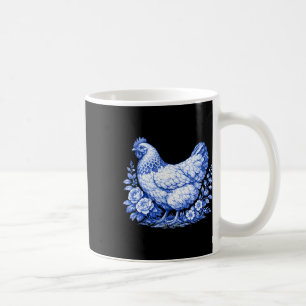 Chicken Floral Blue Toile De Jouy Cute Chicken Far Coffee Mug
