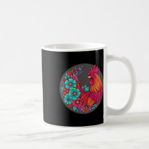 Chicken Floral Rooster Circle, Bold Rnyard Bloom Coffee Mug
