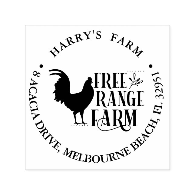 Chicken Free Range Farm Theme Self-inking Stamp (Design)