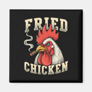 Chicken, Fried Chicken Rooster With Cigar, Bold Re Magnet