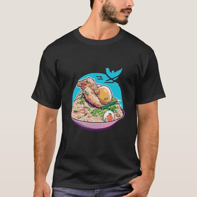 Chicken Fried Rice Vaporwave Style Aesthetic T-Shirt (Front)