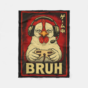 Chicken Game Bruh Funny Chicken Video Gaming Gamer Fleece Blanket