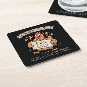 Chicken Game Don't Look At The Chicken Square Paper Coaster