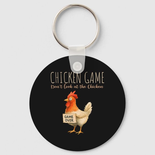 Chicken Game Funny Rooster Design  Key Ring (Front)
