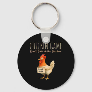 Chicken Game Funny Rooster Design Key Ring