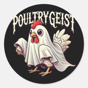Chicken Ghost Poultrygeist Funny Halloween Farmer Classic Round Sticker