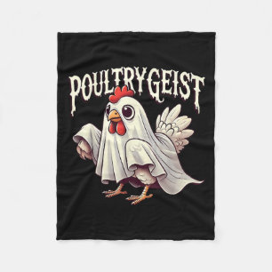 Chicken Ghost Poultrygeist Funny Halloween Farmer  Fleece Blanket