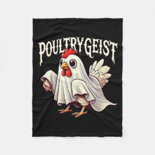 Chicken Ghost Ultrygeist Funny Halloween Farmer Fleece Blanket