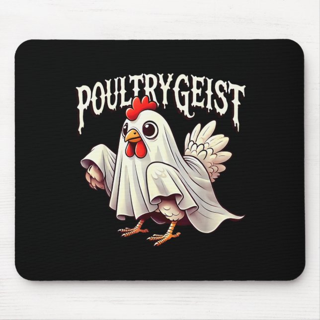 Chicken Ghost Ultrygeist Funny Halloween Farmer  Mouse Pad (Front)
