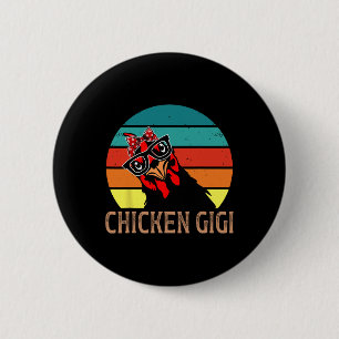 Chicken Gigi Retro Chicken Owner Chicken Farmer 6 Cm Round Badge