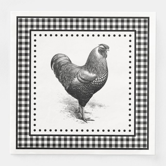 Chicken Gingham Napkin (Front)
