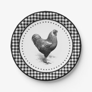 Chicken Gingham Paper Plate