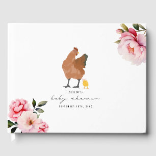 Chicken Girl Baby Shower Pink Floral Guest Book
