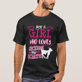 Chicken Goat Mum Just A Girl Funny Farmer Christma T-Shirt