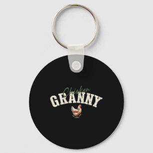 Chicken Granny Vintage Hen Floral Poultry Farming  Key Ring