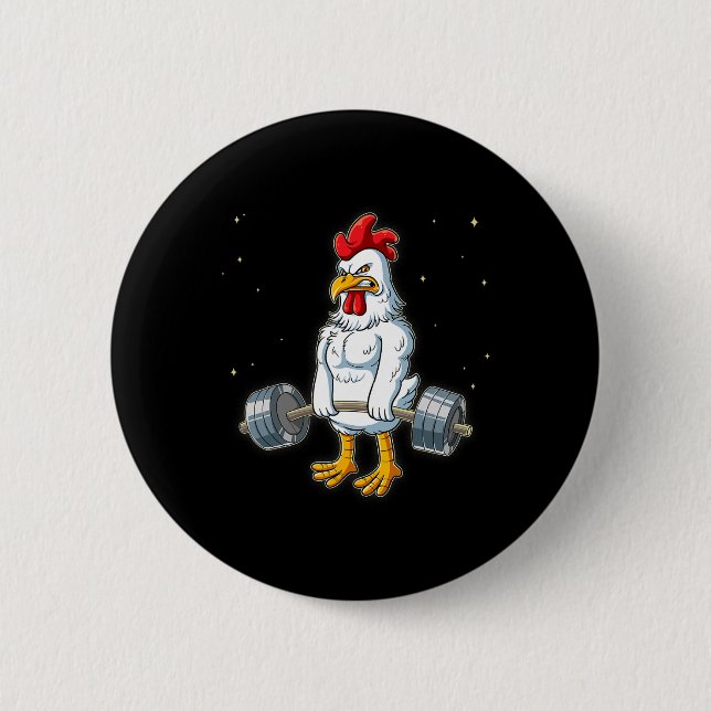 Chicken Gym Weight Training Deadlift  6 Cm Round Badge (Front)