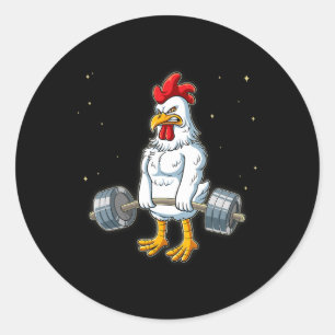 Chicken Gym Weight Training Deadlift Classic Round Sticker