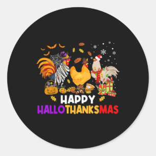 Chicken Halloween Happy Hallothanksmas Autumn Chri Classic Round Sticker