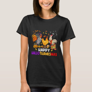 Chicken Halloween Happy Hallothanksmas Autumn Chri T-Shirt