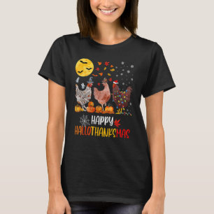 Chicken Halloween Happy HalloThanksMas Autumn Than T-Shirt
