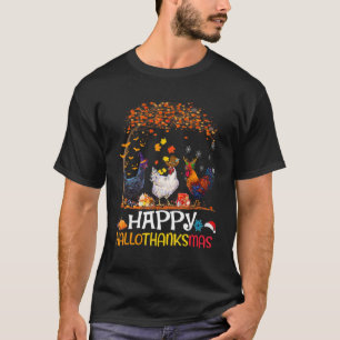 Chicken Halloween Happy HalloThanksMas Autumn Than T-Shirt
