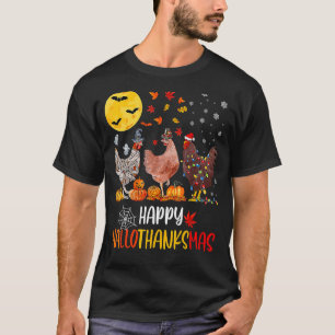 Chicken Halloween Happy HalloThanksMas Autumn Than T-Shirt
