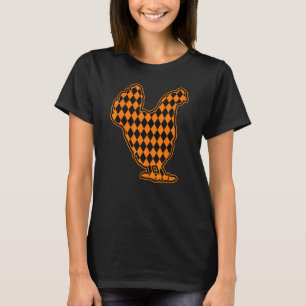 Chicken Halloween Pattern Orange Black Harlequin T-Shirt
