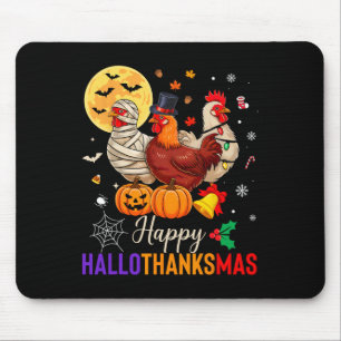 Chicken Halloween Thanksgiving Xmas Happy Hallotha Mouse Pad