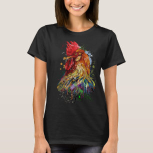 Chicken Hand Drawn Water Colour Splash Colourful T-Shirt