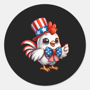 Chicken Happy 4th Of July Independence Day Men Wom Classic Round Sticker