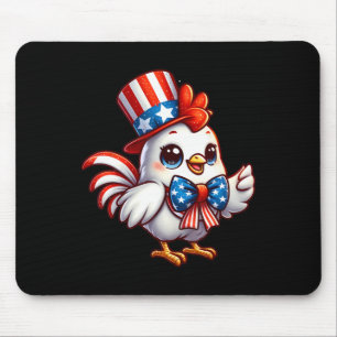 Chicken Happy 4th Of July Independence Day Men Wom Mouse Pad