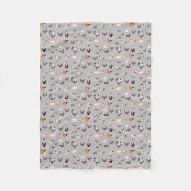 Chicken Happy pattern Fleece Blanket (Front)