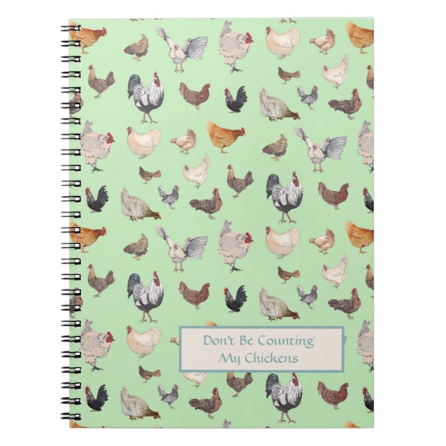 Chicken Happy pattern light green Notebook (Front)