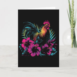 Chicken Hawaiian Flowers Rooster Kauai Hawaii Vint Card
