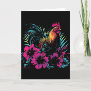 Chicken Hawaiian Flowers Rooster Kauai Hawaii Vint Card