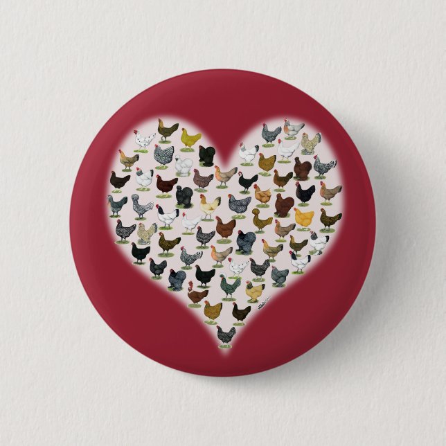 Chicken Heart 6 Cm Round Badge (Front)