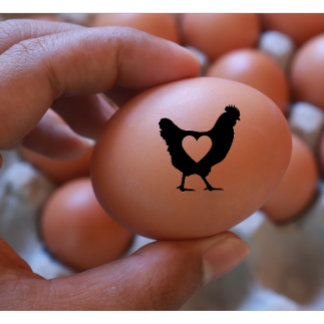 Chicken Heart Black And White Modern Illustration Rubber Stamp