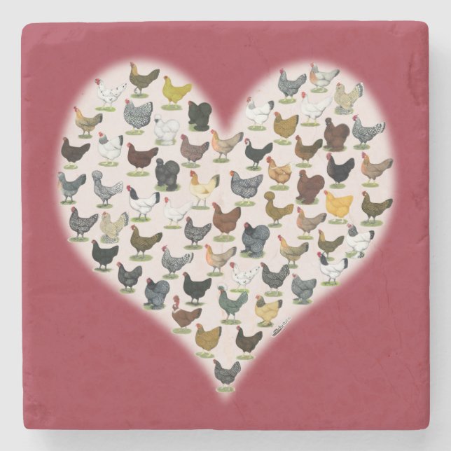 Chicken Heart Stone Coaster (Front)