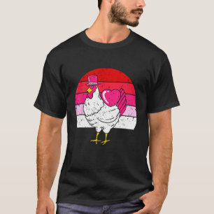 Chicken Heart Valentines Day Retro Farm Animal Lov T-Shirt
