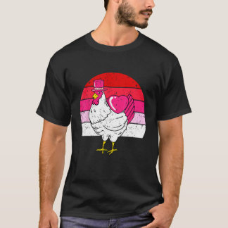 Chicken Heart Valentines Day Retro Farm Animal Lov T-Shirt