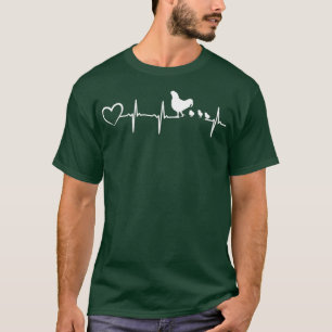 Chicken Heartbeat Heart Farmers Heartbeat Chicken  T-Shirt