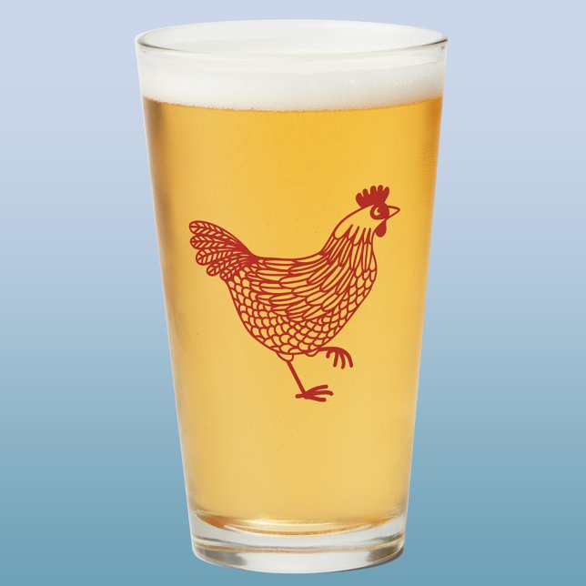 Chicken Hen Beer Glass (Chicken hen poultry glass tumbler)