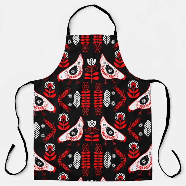 Chicken Hen Folk Art Apron (Front)