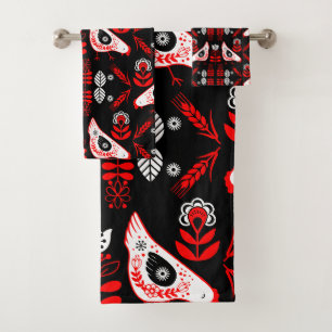 Chicken Hen Folk Art Bath Towel Set